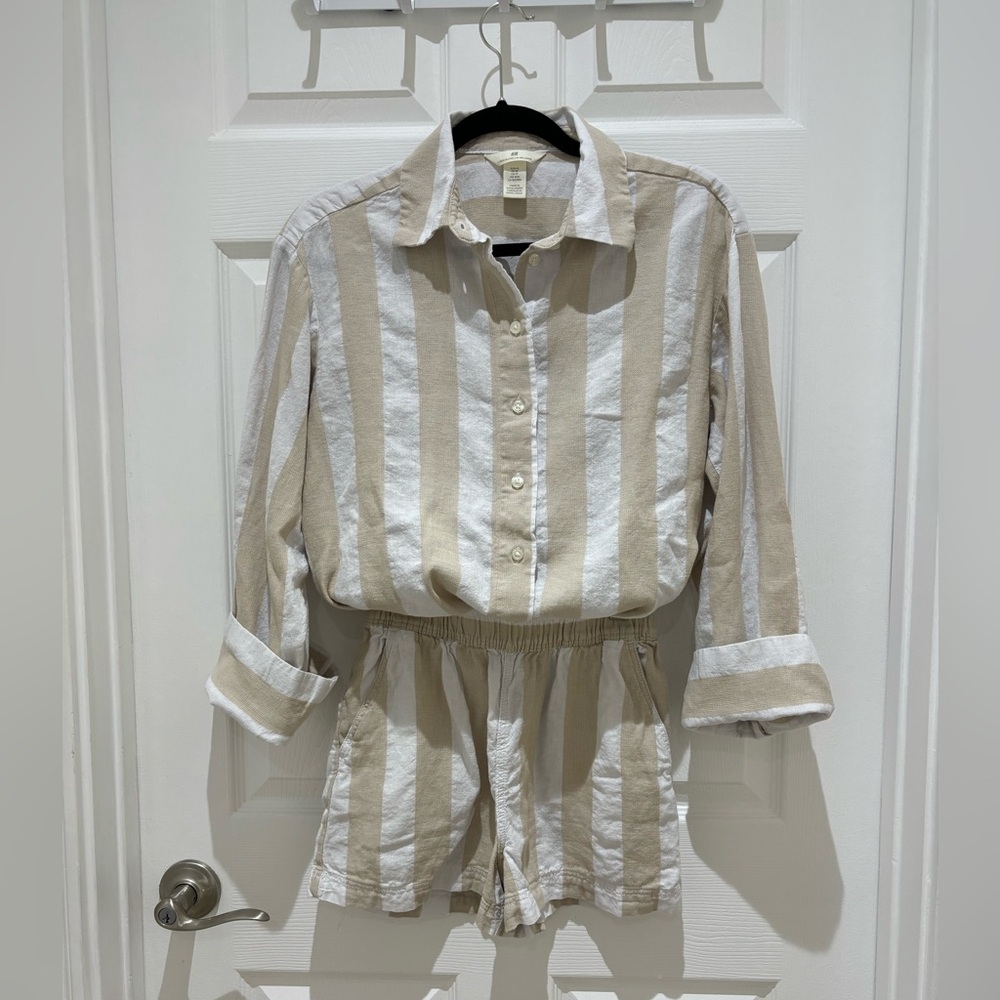 H&M Linen Cotton blend shirt & shorts set XS